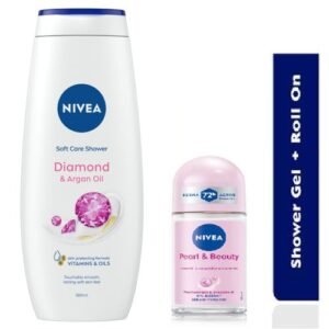 Nivea Diamond & Argan Oil Shower Gel For Women 500Ml + Pearl & Beauty Roll-On 50Ml