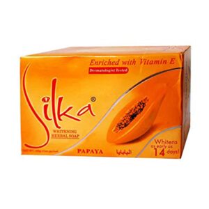 Silka Whitening Herbal Soap Papaya Soap With Vitamin E (Orange,135G) Silka Whitening Herbal Soap Papaya Soap With Vitamin E (Orange,135G)