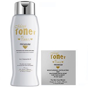 Mega Toner Paris Whitening Toning ( Body Milk And Bath Soap ) Pack Of 3