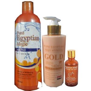 Pure Egyptian Gold ( Lotion, Serum And Body Wash ) Pack Of 3 Pure Egyptian Gold ( Lotion, Serum And Body Wash ) Pack Of 3