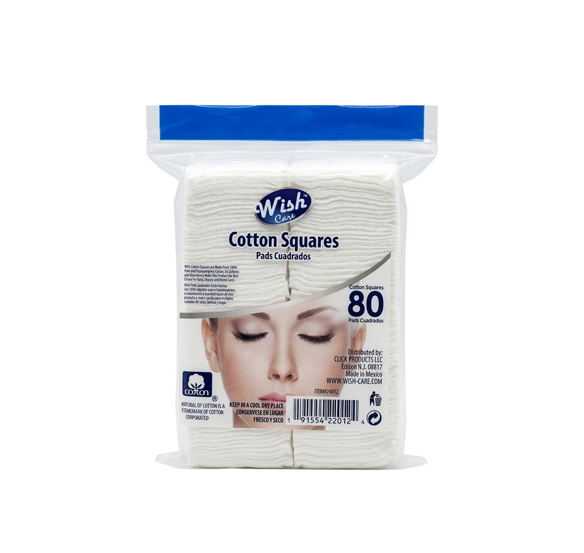 Wish Care Cotton Squares X 80 Wish Care Cotton Squares X 80