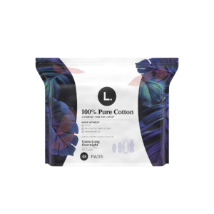 L. 100% Pure Cotton Extra-Long Overnight Pads – 48 Pads