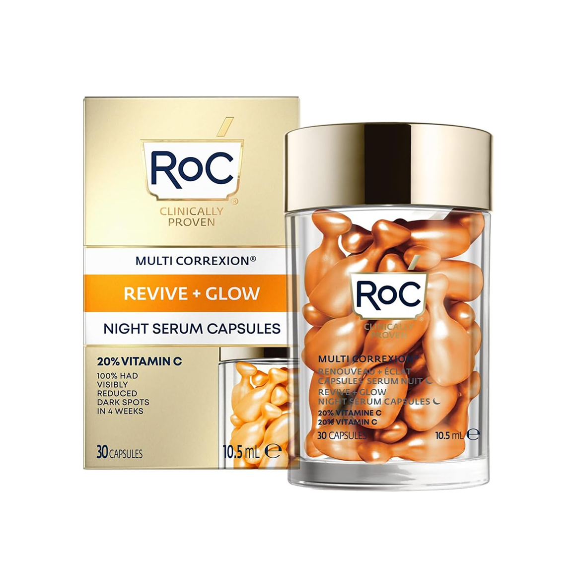 Roc Clinically Proven Multi Correxion Revive + Glow Night Serum Capsules Roc Clinically Proven Multi Correxion Revive + Glow Night Serum Capsules