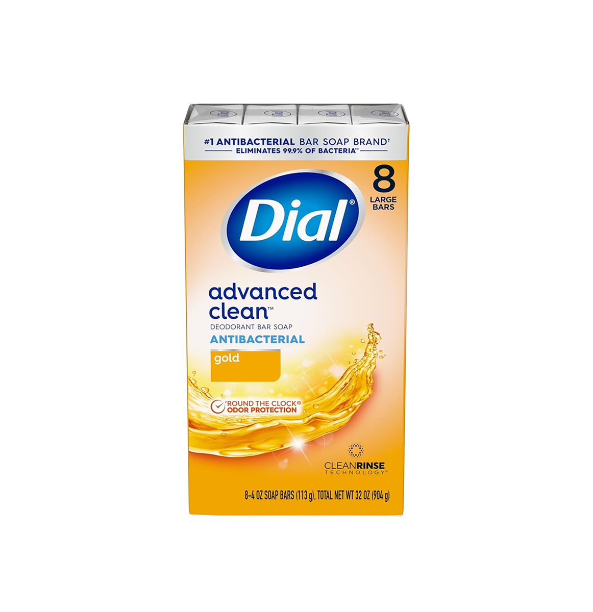 Dial Advanced Clean Antibacterial Gold Deodorant Bar Soap X 8 – 4Oz/113G Dial Advanced Clean Antibacterial Gold Deodorant Bar Soap X 8 – 4Oz/113G