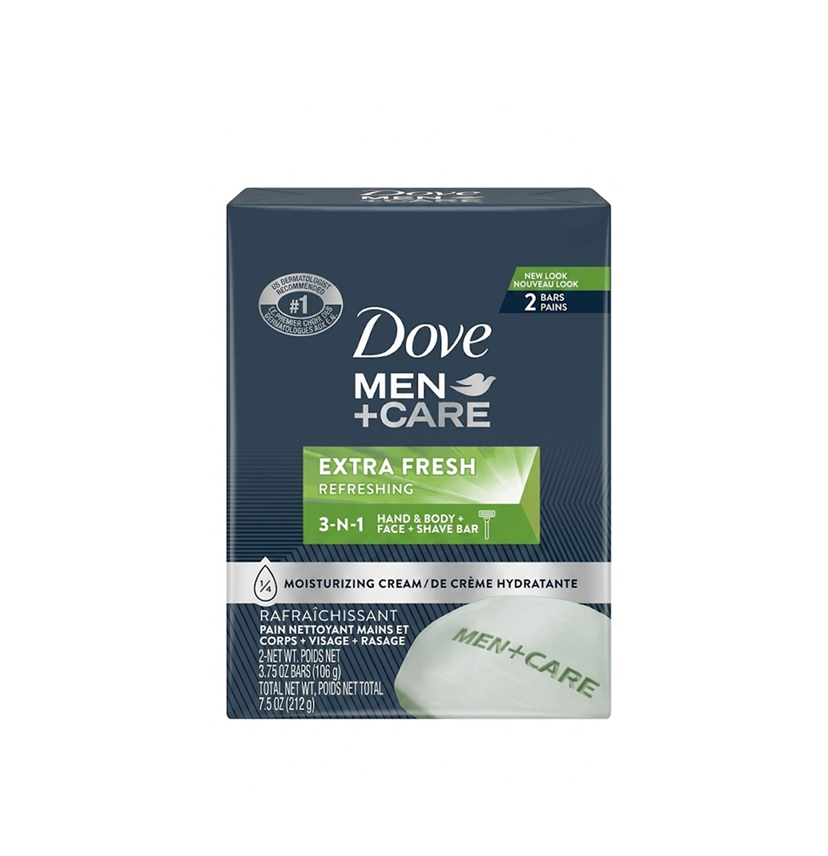 Dove Men+Care Extra Fresh Refreshing 3 In 1 Cream Bar X 2 – 3.75Oz/106G Dove Men+Care Extra Fresh Refreshing 3 In 1 Cream Bar X 2 – 3.75Oz/106G