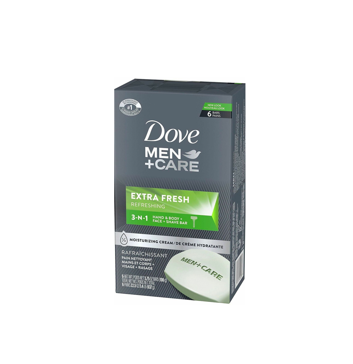 Dove Men+Care Extra Fresh Refreshing 3 In 1 Cream Bar X 6 – 3.75Oz/106G Dove Men+Care Extra Fresh Refreshing 3 In 1 Cream Bar X 6 – 3.75Oz/106G