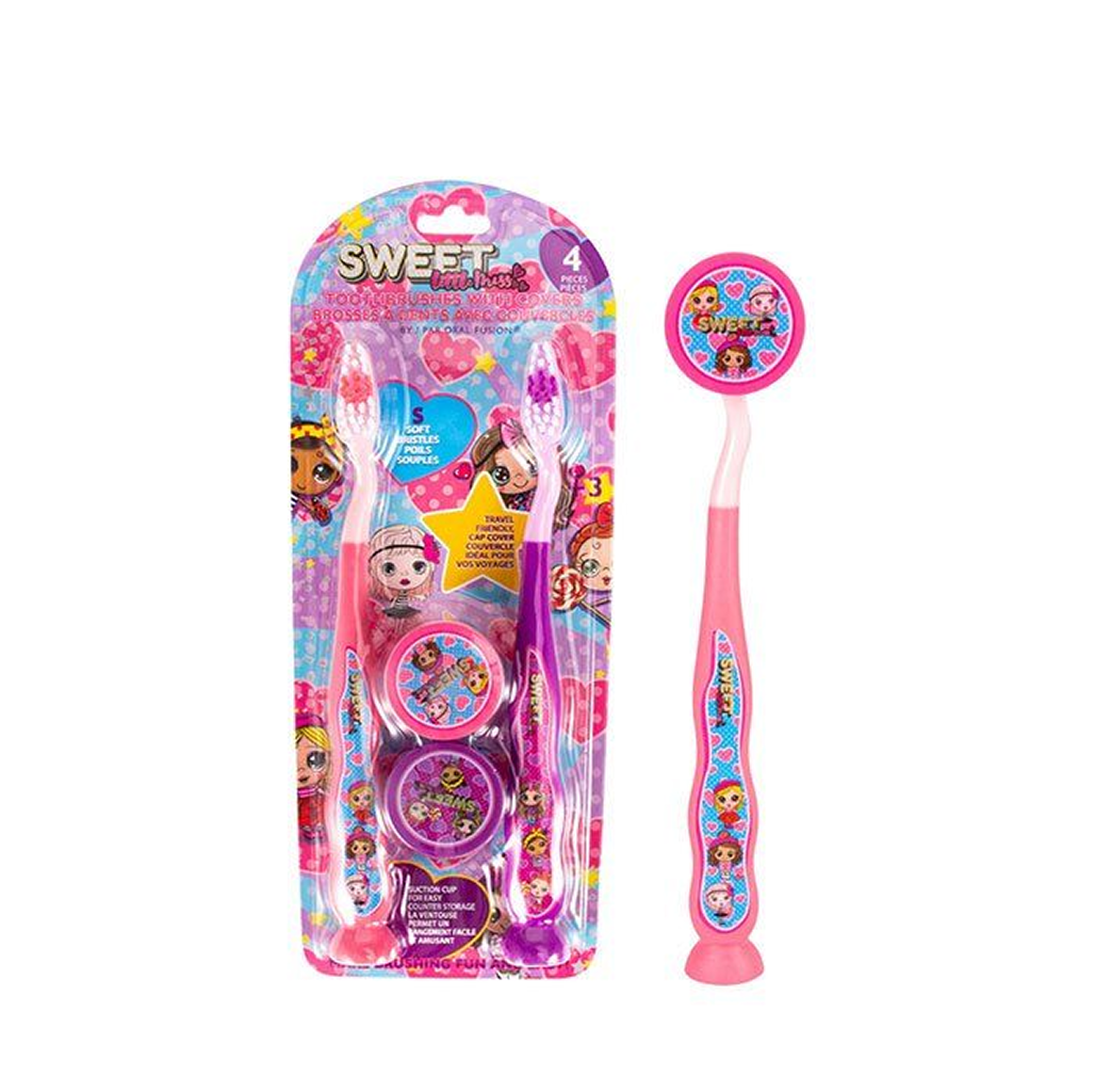 Sweet Little Miss Toothbrush With Covers 2 Pack Sweet Little Miss Toothbrush With Covers 2 Pack