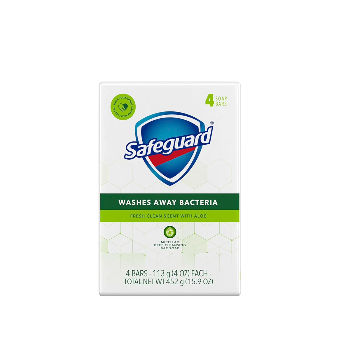 Safeguard Fresh Clean Scent/Aloe Micellar Deep Cleaning Bar Soap X 4 – 4Oz/113G Safeguard Fresh Clean Scent/Aloe Micellar Deep Cleaning Bar Soap X 4 – 4Oz/113G