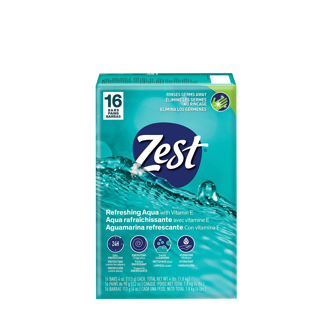 Zest Refreshing Aqua Deodorant Bar Soap W Vitamin E X 16 – 4Oz/113G Zest Refreshing Aqua Deodorant Bar Soap W Vitamin E X 16 – 4Oz/113G