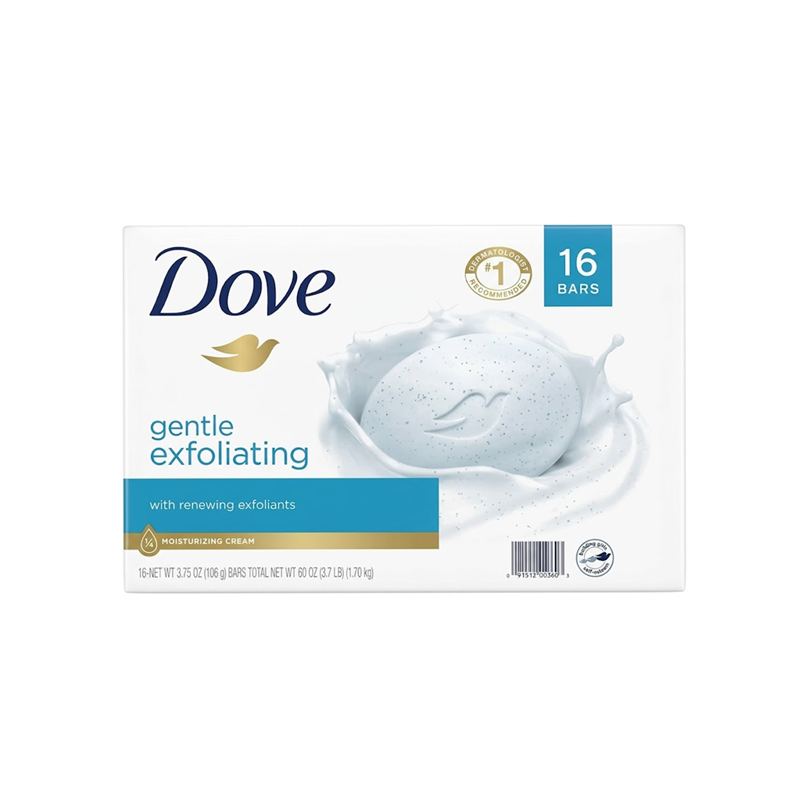 Dove Gentle Exfoliating Moisturizing Cream Beauty Bar X 16 – 3.75Oz/106G Dove Gentle Exfoliating Moisturizing Cream Beauty Bar X 16 – 3.75Oz/106G