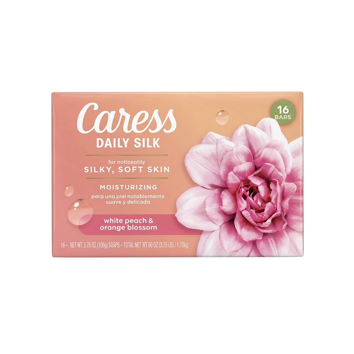 Caress Daily Silk White Peach & Orange Blossom Beauty Bar X 16 – 3.75Oz/106Gg Caress Daily Silk White Peach & Orange Blossom Beauty Bar X 16 – 3.75Oz/106Gg