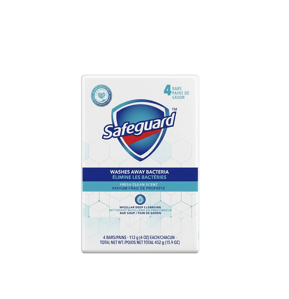 Safeguard Fresh Clean Scent Micellar Deep Cleansing Bar Soap X 4 – 4Oz/113G Safeguard Fresh Clean Scent Micellar Deep Cleansing Bar Soap X 4 – 4Oz/113G